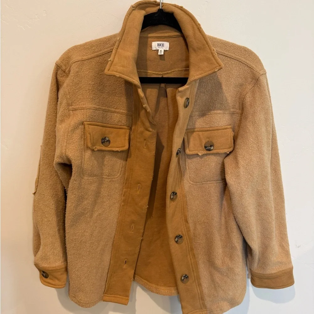 BKE Youth Tan Shacket Jacket Size Medium Boho Casual